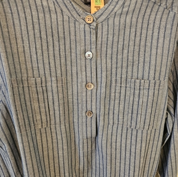 Land's End Size 10 100% Cotton Blue Stripe Tie Waist Belt Dress Dry Cleaned - Picture 10 of 12